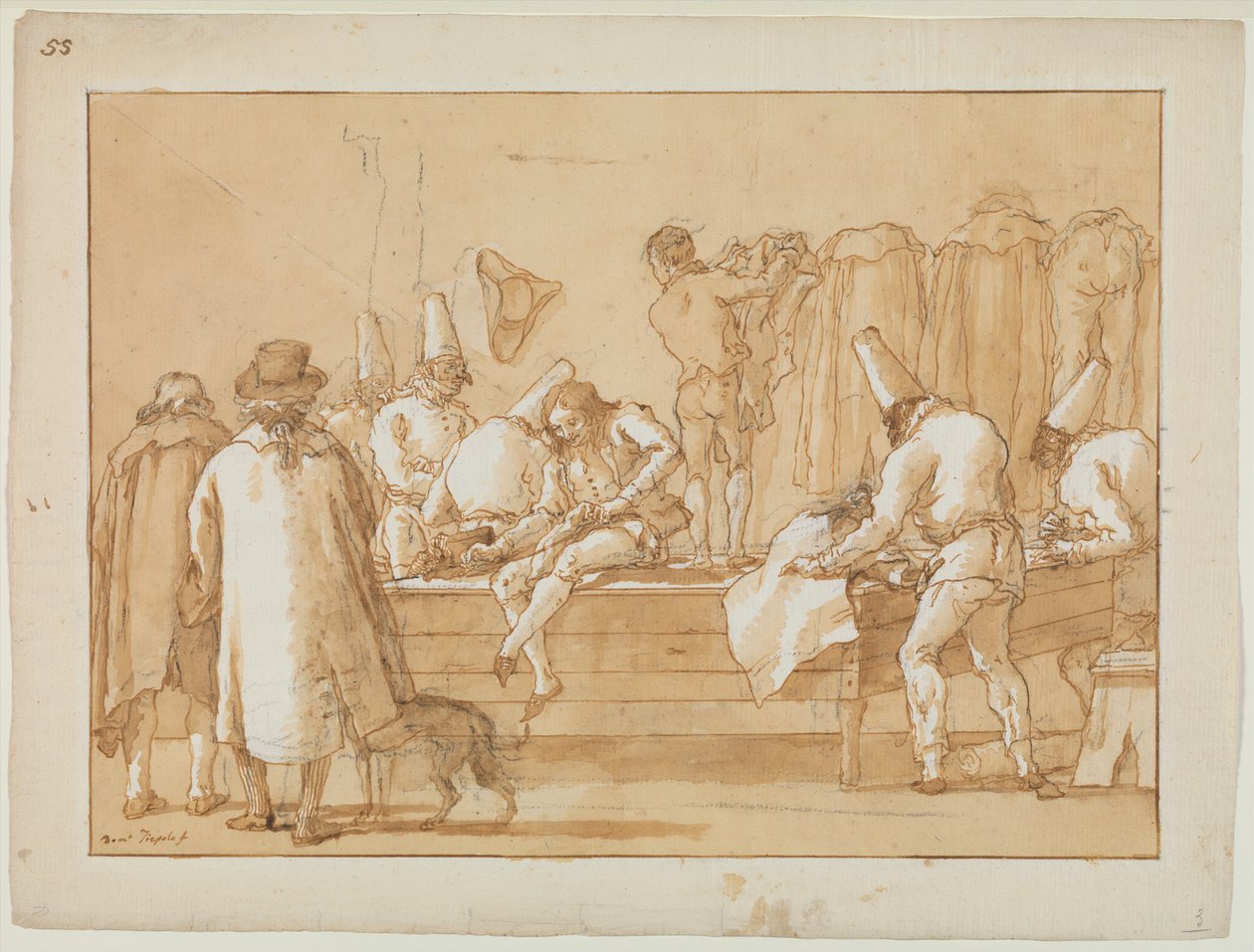 Punchinello jako asistent krejčího, kolem 1800 od Giovanni Battista Tiepolo