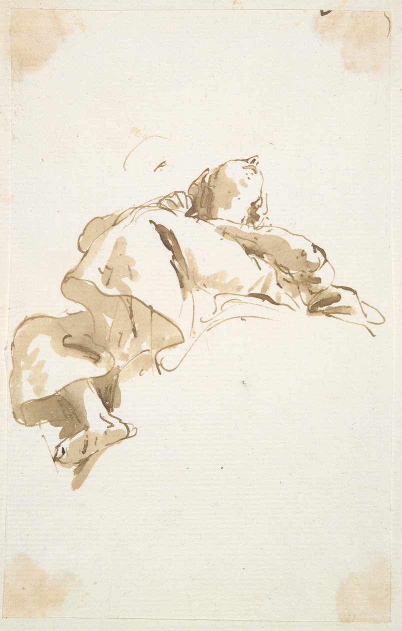 Ležící ženská postava při pohledu zespodu od Giovanni Battista Tiepolo