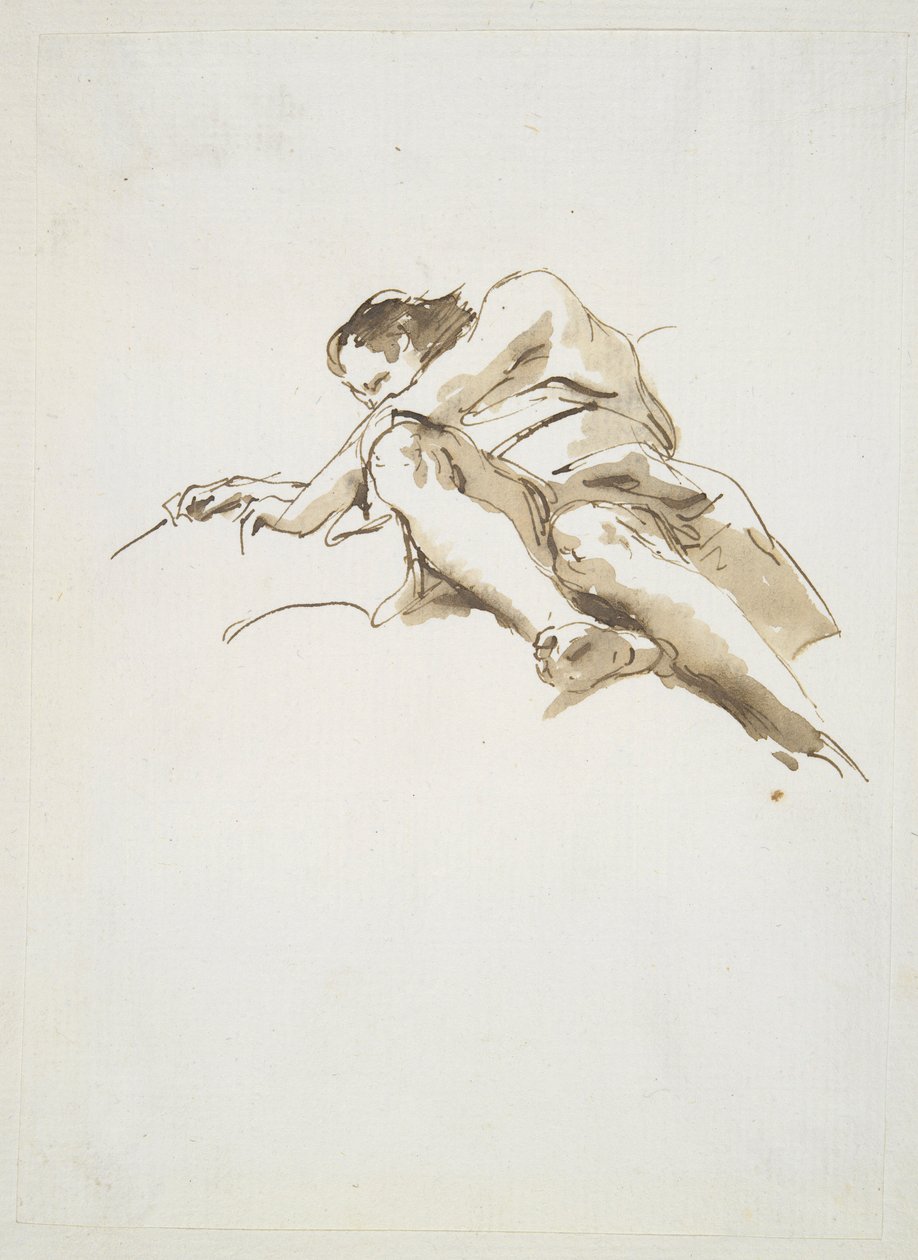 Ležící mužská postava při pohledu zespodu od Giovanni Battista Tiepolo