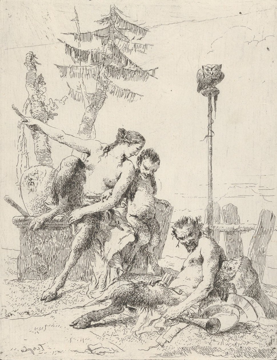 Satyr Family Pan a jeho rodina, z Scherzi, ca. 1743-50. od Giovanni Battista Tiepolo