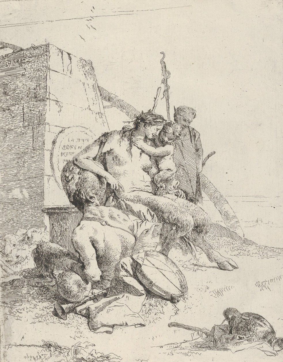 Satyr Family s obeliskem, z Scherzi, ca. 1743-50. od Giovanni Battista Tiepolo