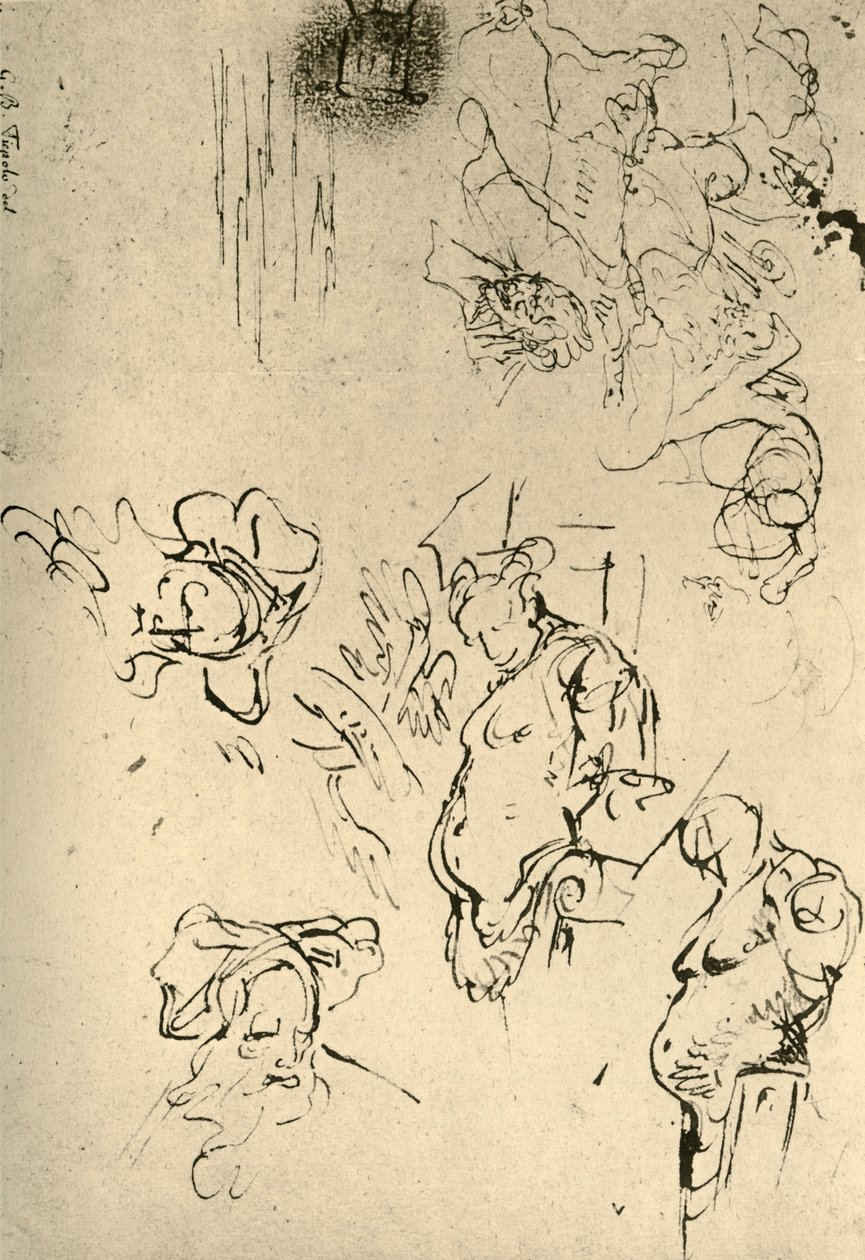 Satyr Herms a orientální hlavy, polovina 18. století, 1928 od Giovanni Battista Tiepolo