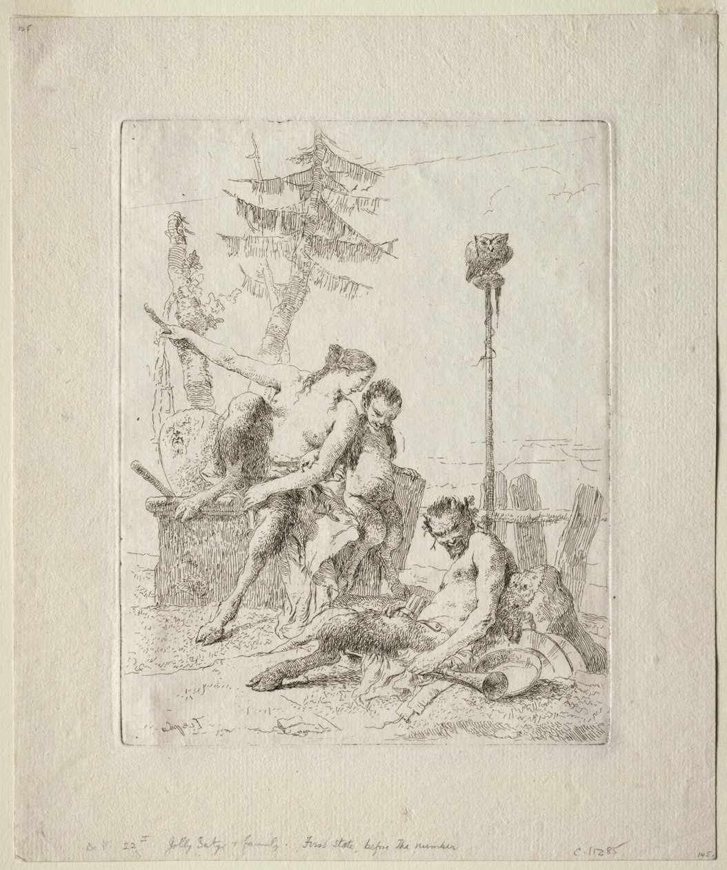 Scherzi di Fantasia: Šťastný satyr a jeho rodina od Giovanni Battista Tiepolo