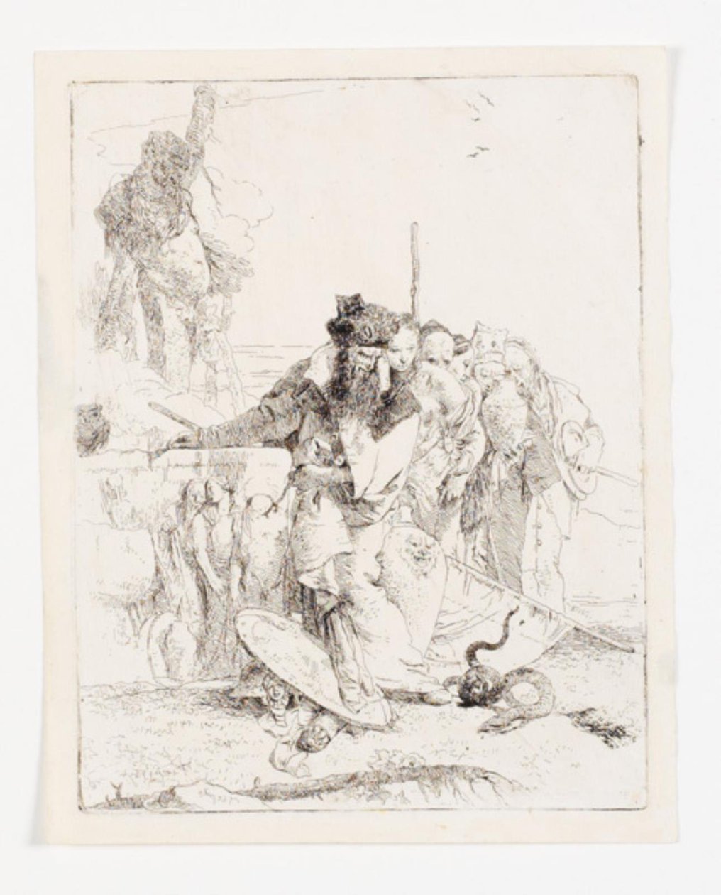 Šest lidí při pohledu na hada. List ze série Scherzi di fantasia. (Rizzi 15; De Vesme 24) od Giovanni Battista Tiepolo