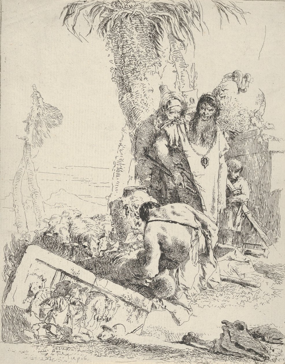 Pastýř se dvěma kouzelníky, z Scherzi, ca. 1743-57. od Giovanni Battista Tiepolo