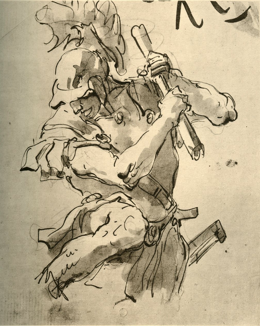 Voják zvedl ruku k úderu, polovina 18. století, 1928 od Giovanni Battista Tiepolo