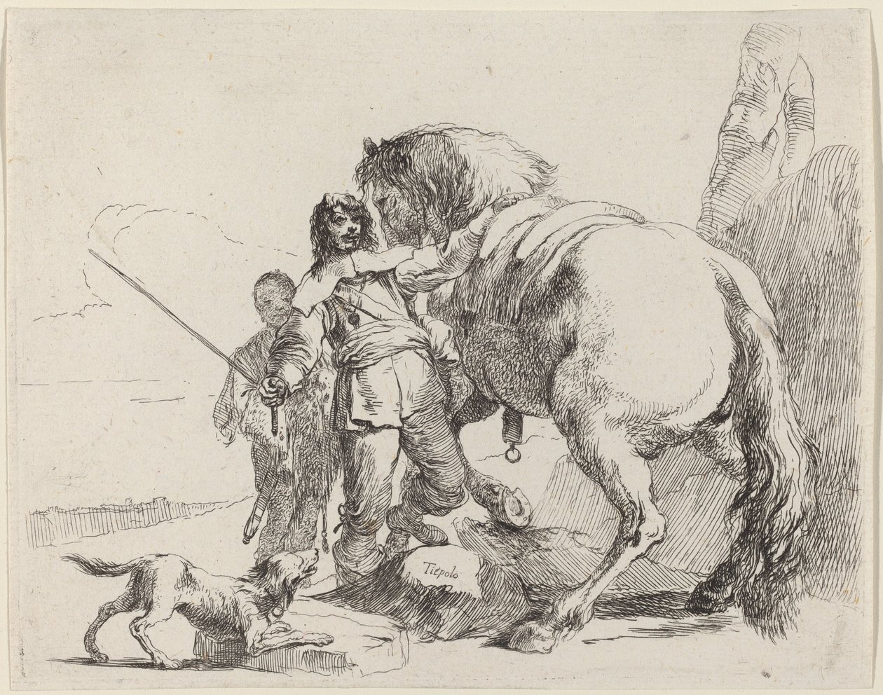 Voják s koněm a hlídačem od Giovanni Battista Tiepolo