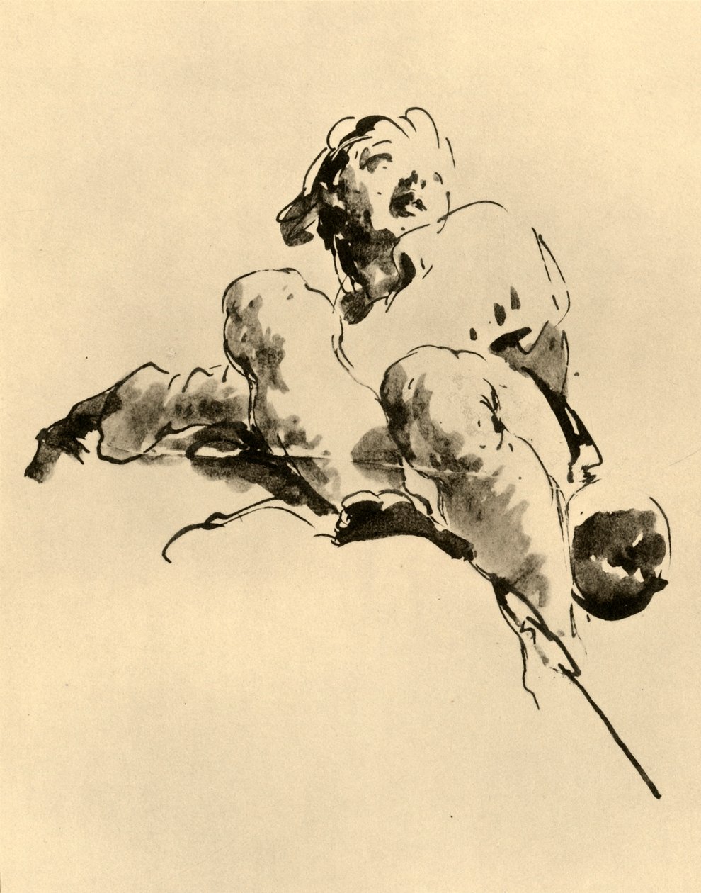 Squatting Youth, polovina 18. století, 1928 od Giovanni Battista Tiepolo