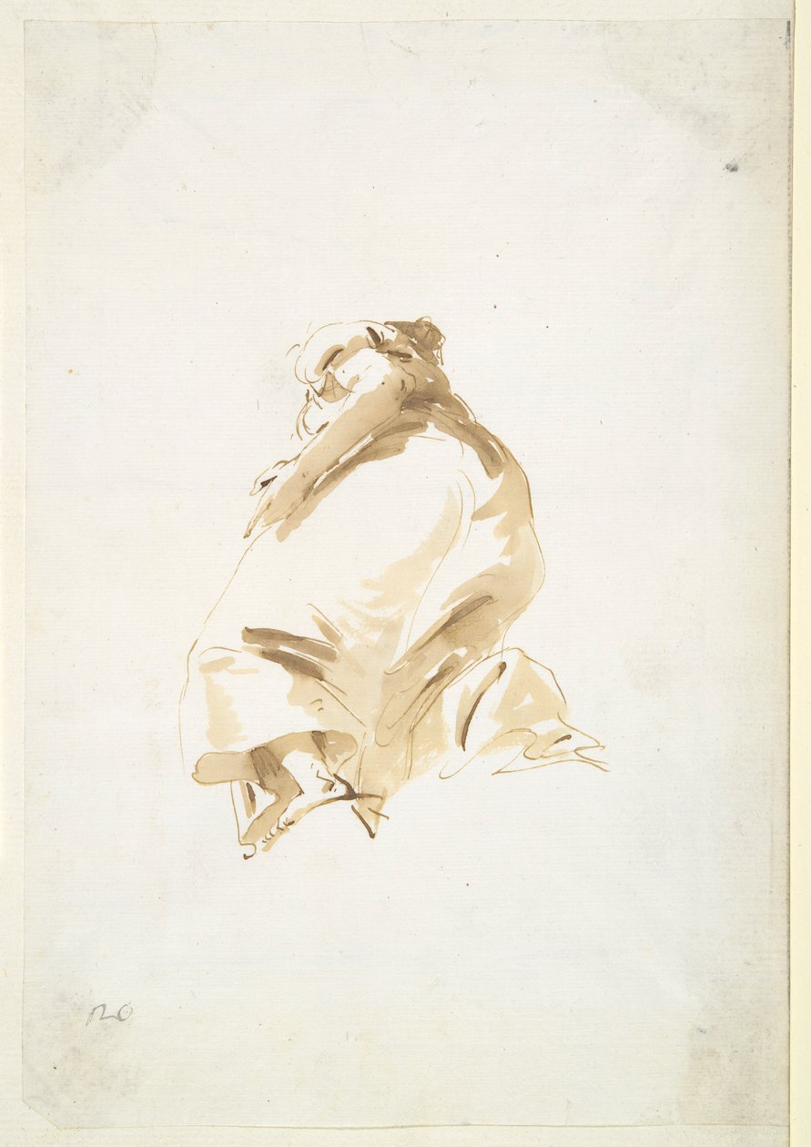 Stojící ženská postava při pohledu zezadu a zespodu od Giovanni Battista Tiepolo