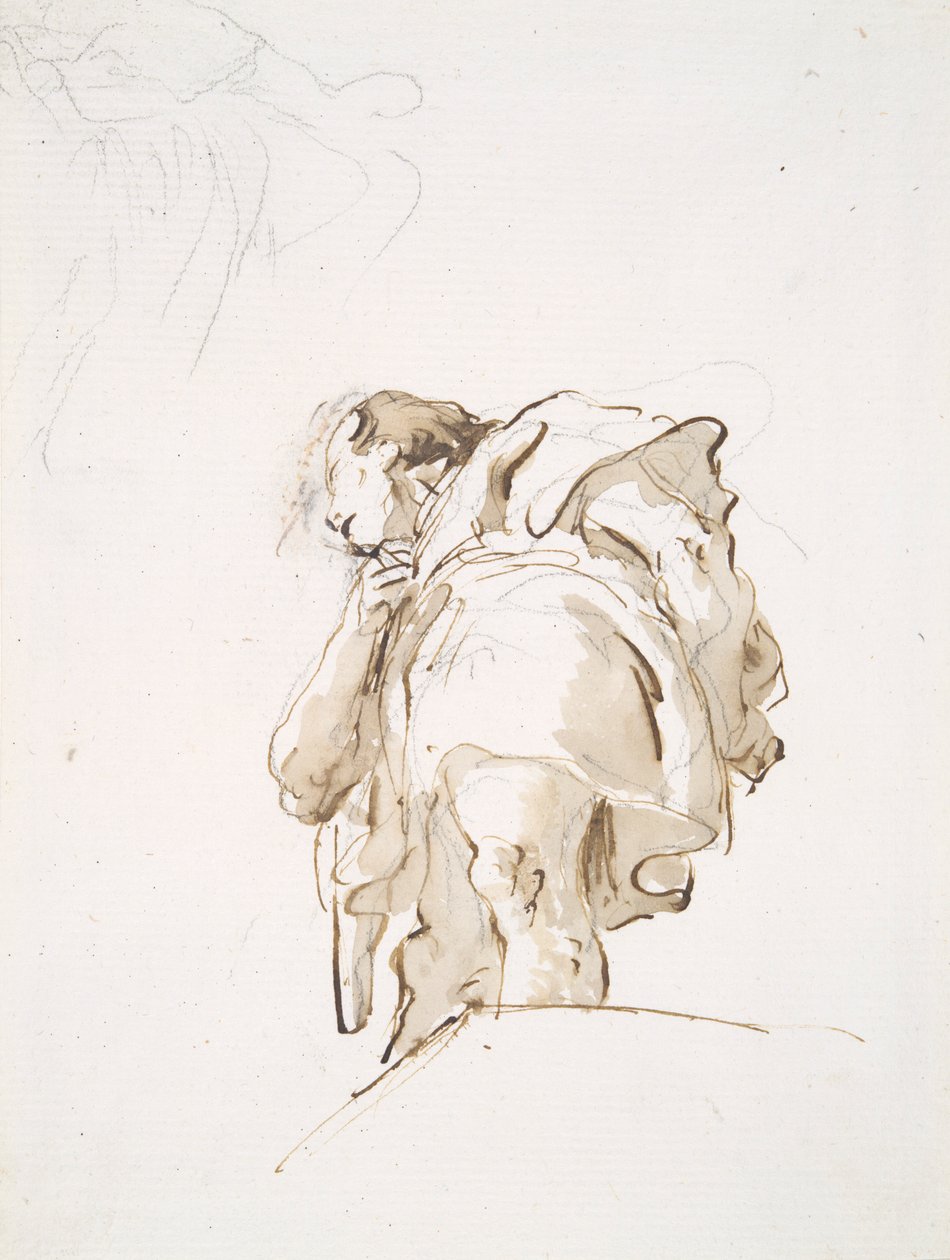 Stojící mužská postava při pohledu šikmo zdola od Giovanni Battista Tiepolo