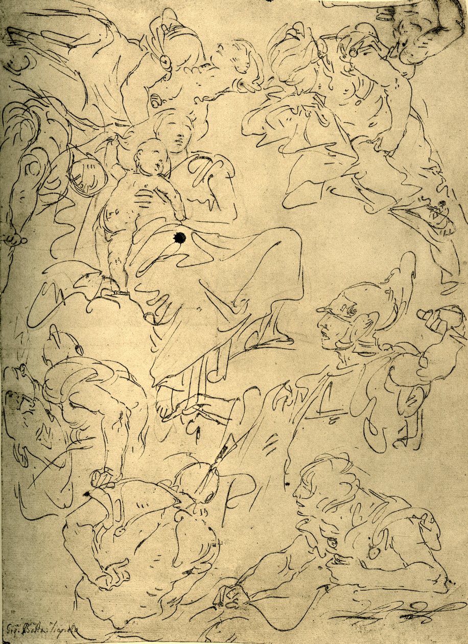 Studie pro Madonu s dítětem a anděly, polovina 18. století, 1928 od Giovanni Battista Tiepolo