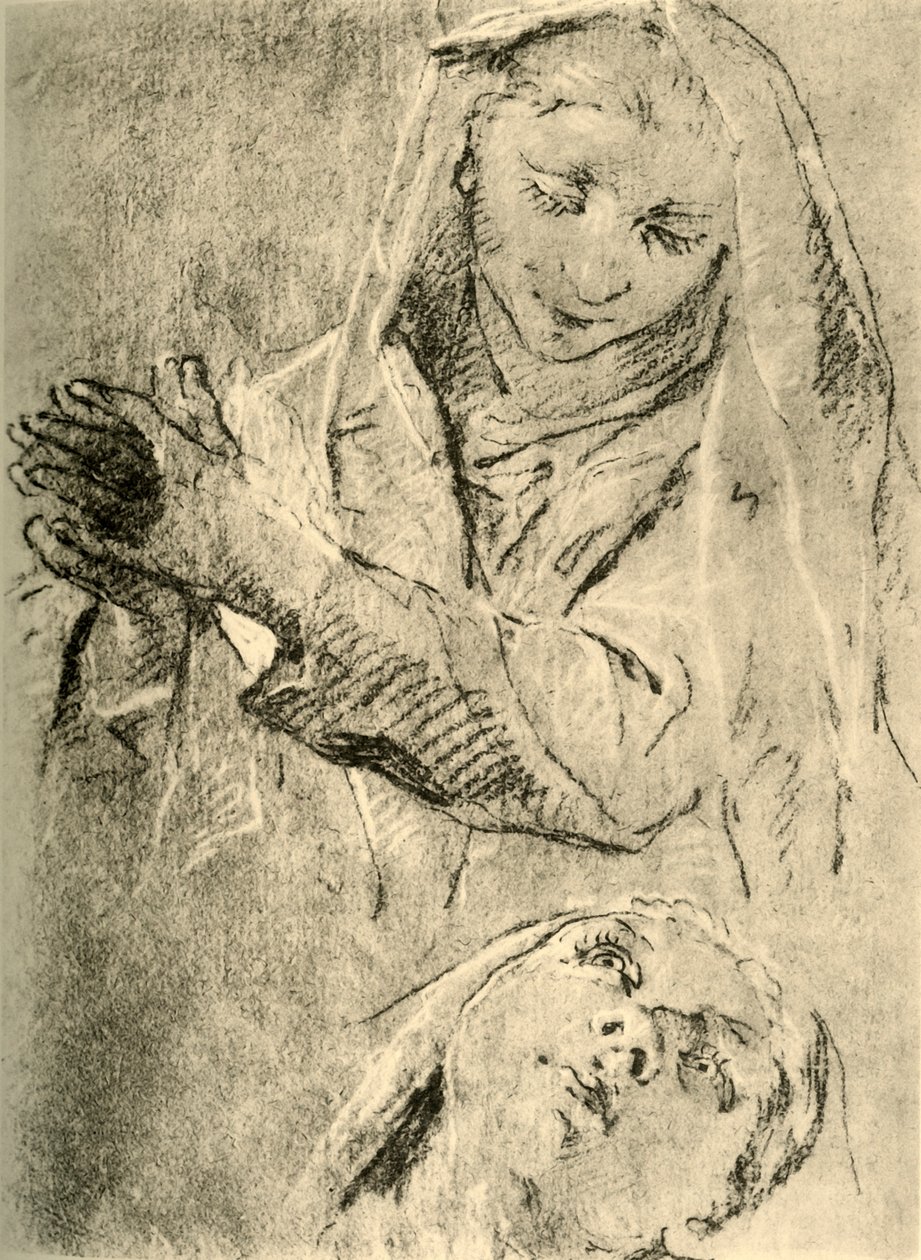 Studie madony, polovina 18. století, 1928 od Giovanni Battista Tiepolo