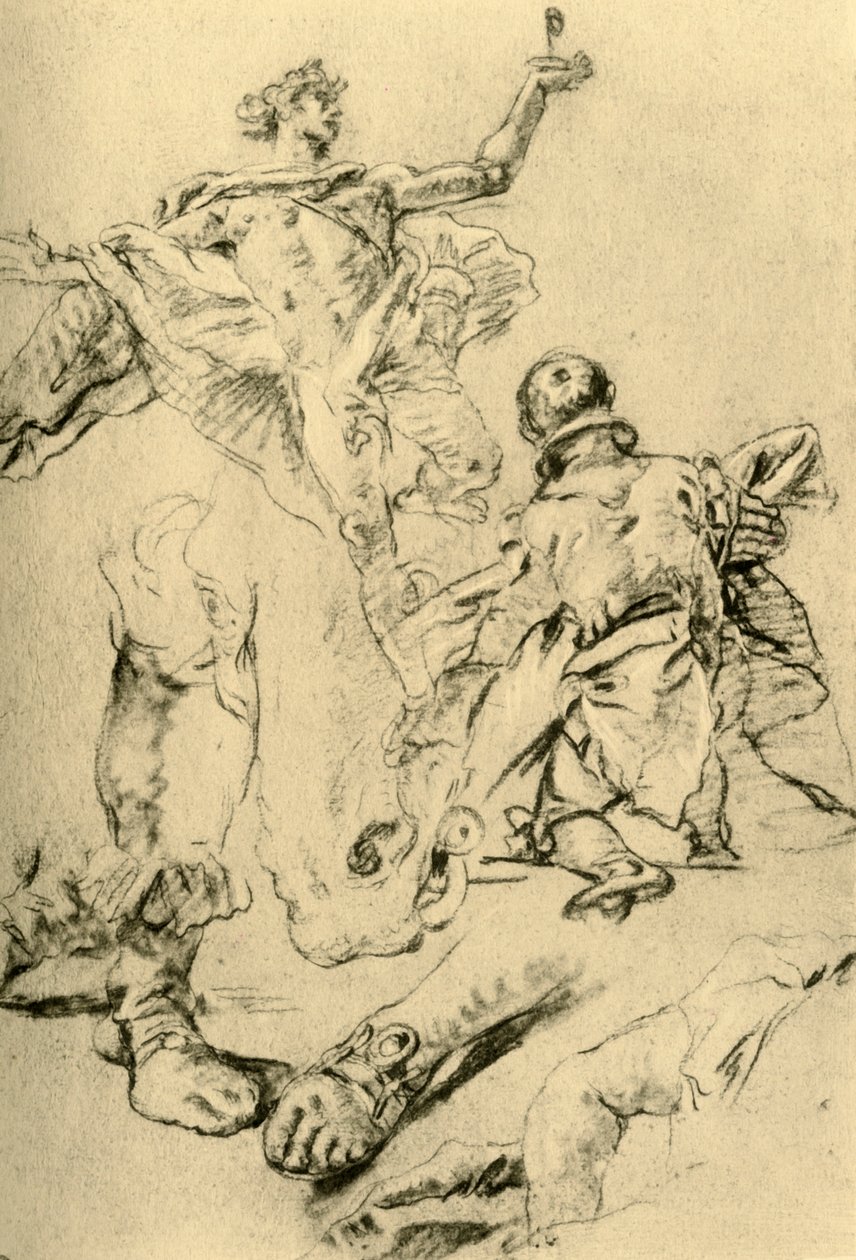 Studium pro stránku v Kaisersaal, 1751-1752, 1928 od Giovanni Battista Tiepolo
