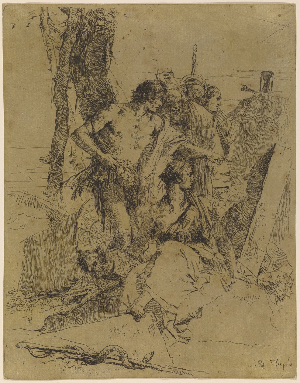 Objevení hrobky Punchinello od Giovanni Battista Tiepolo