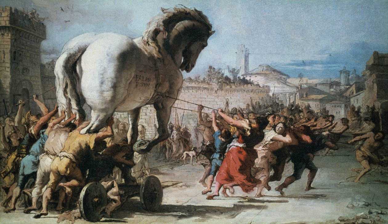 Průvod trojského koně do Tróje, c1760 od Giovanni Battista Tiepolo