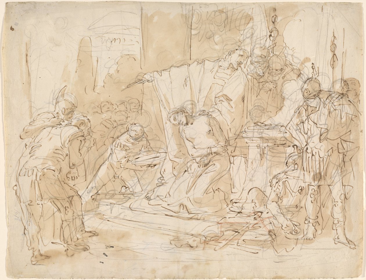 Oběť Ifigenie (recto) / Studie mužského aktu (verso) od Giovanni Battista Tiepolo