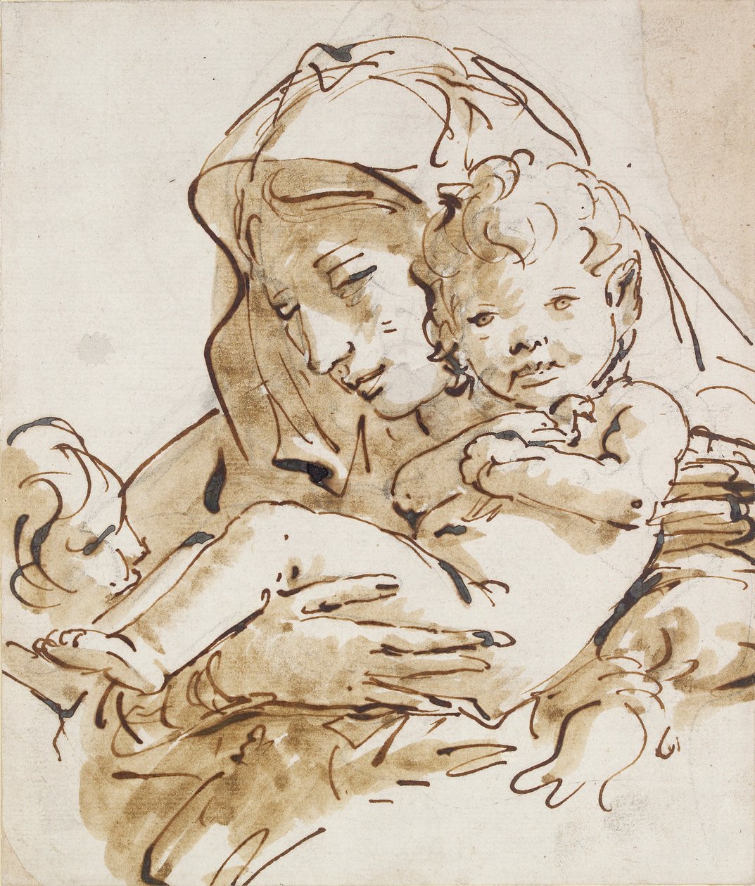 Panna a dítě s dítětem St John, c1770. Umělci: Giovanni Battista Tiepolo, St John the Evangelist. od Giovanni Battista Tiepolo