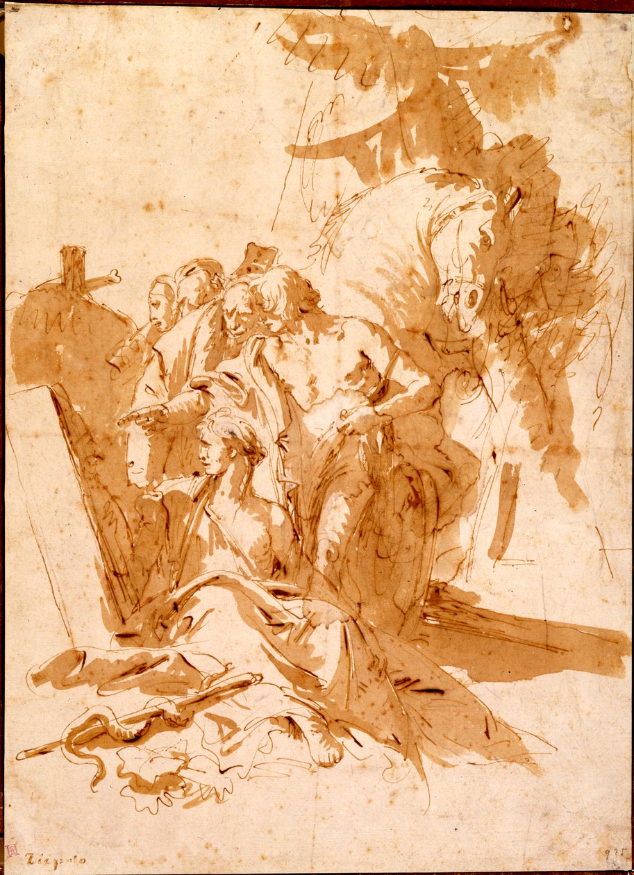 Objev hrobky Punchinello od Giovanni Battista Tiepolo