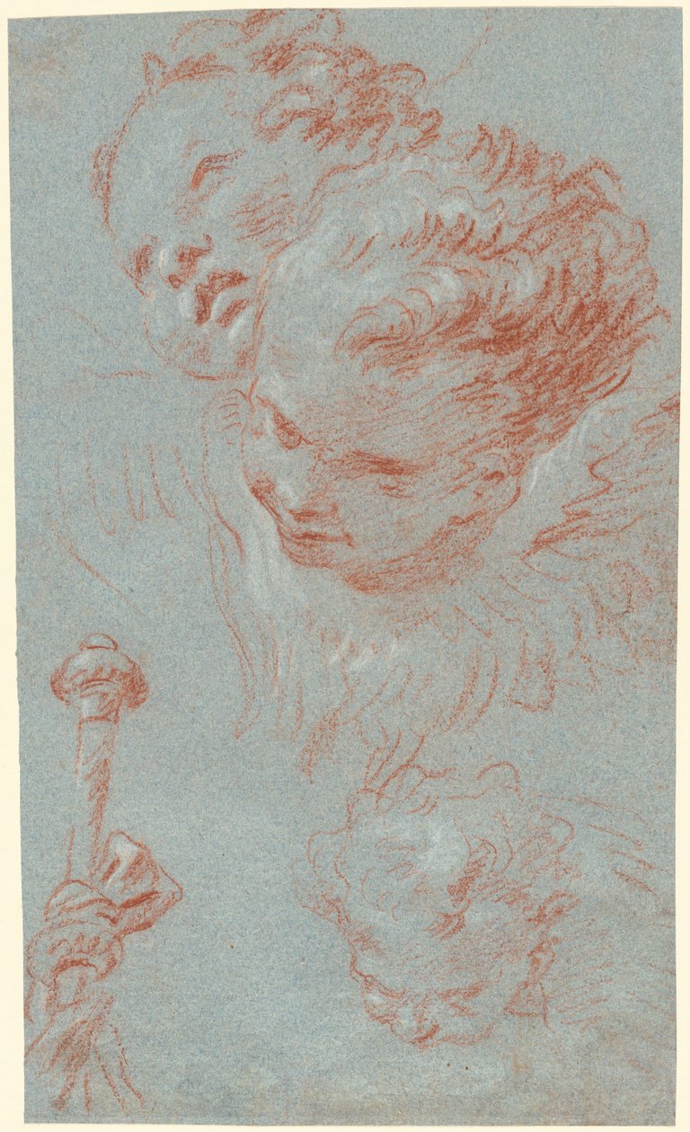 Tři cherubové a hůl beribboned od Giovanni Battista Tiepolo