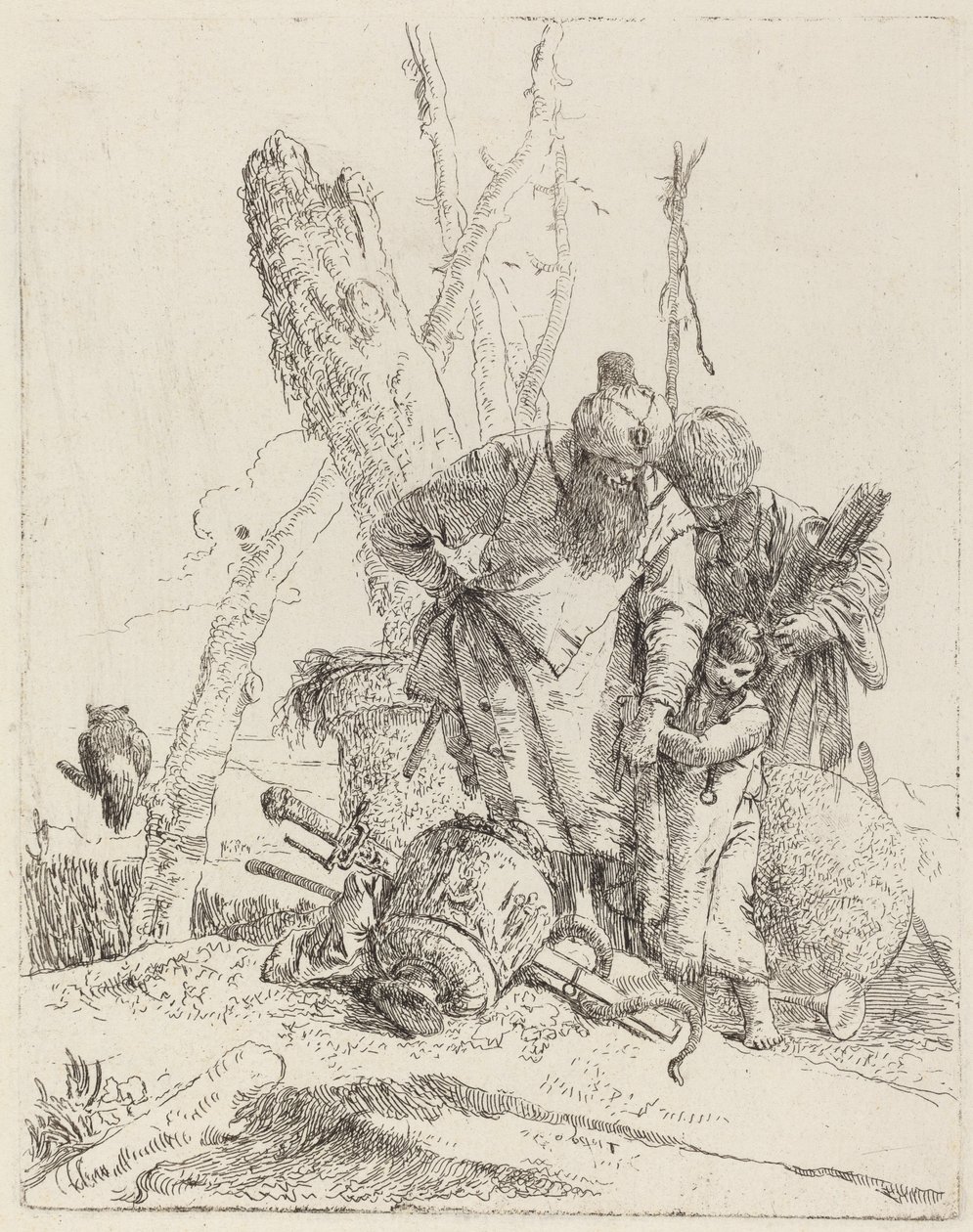 Dva kouzelníci v turbanu a chlapec od Giovanni Battista Tiepolo