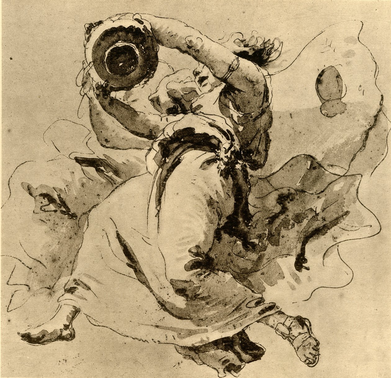 Dva géniové držící sklenici, polovina 18. století, 1928 od Giovanni Battista Tiepolo
