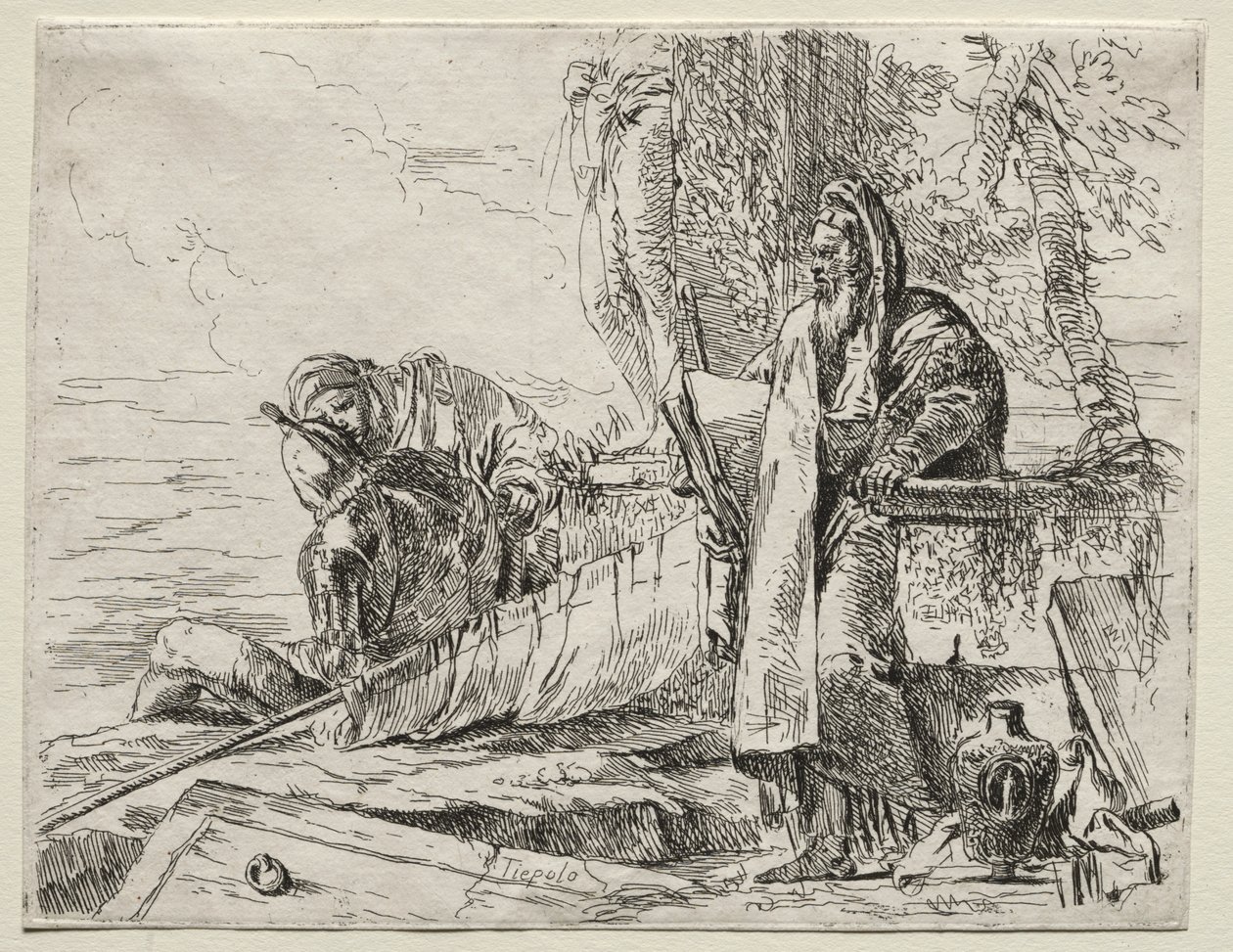 Různé rozmary: Filozof drží knihu od Giovanni Battista Tiepolo