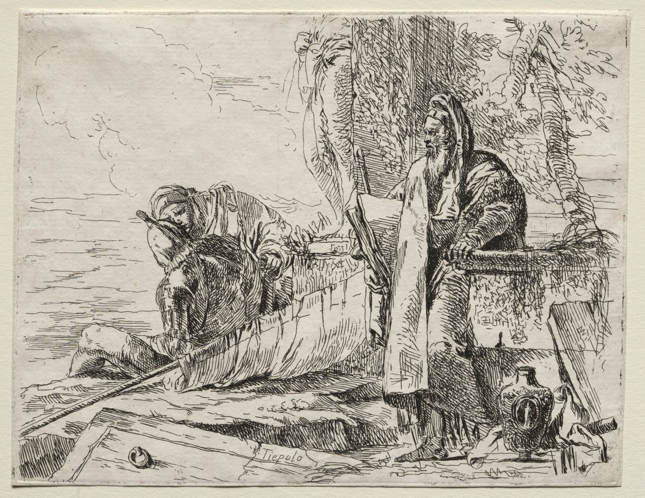 Různé rozmary: Filozof drží knihu. od Giovanni Battista Tiepolo
