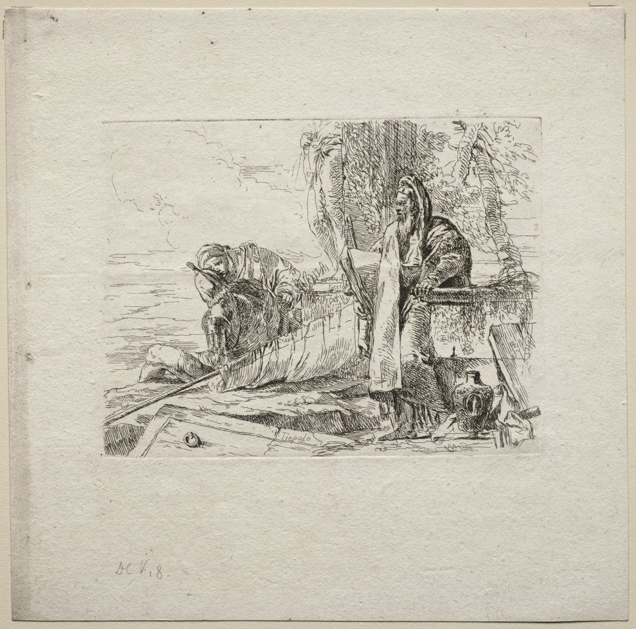 Různé rozmary: Filozof stojící s knihou od Giovanni Battista Tiepolo