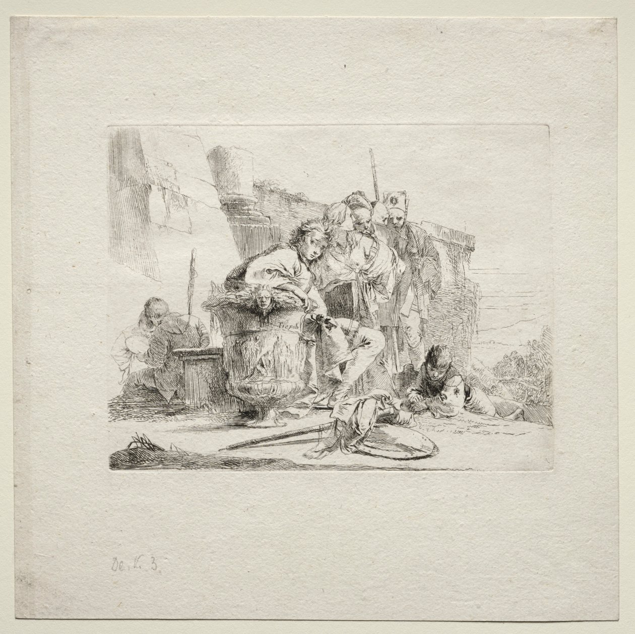 Různé rozmar: Mladý muž sedící, opřený o urnu, 1785. od Giovanni Battista Tiepolo