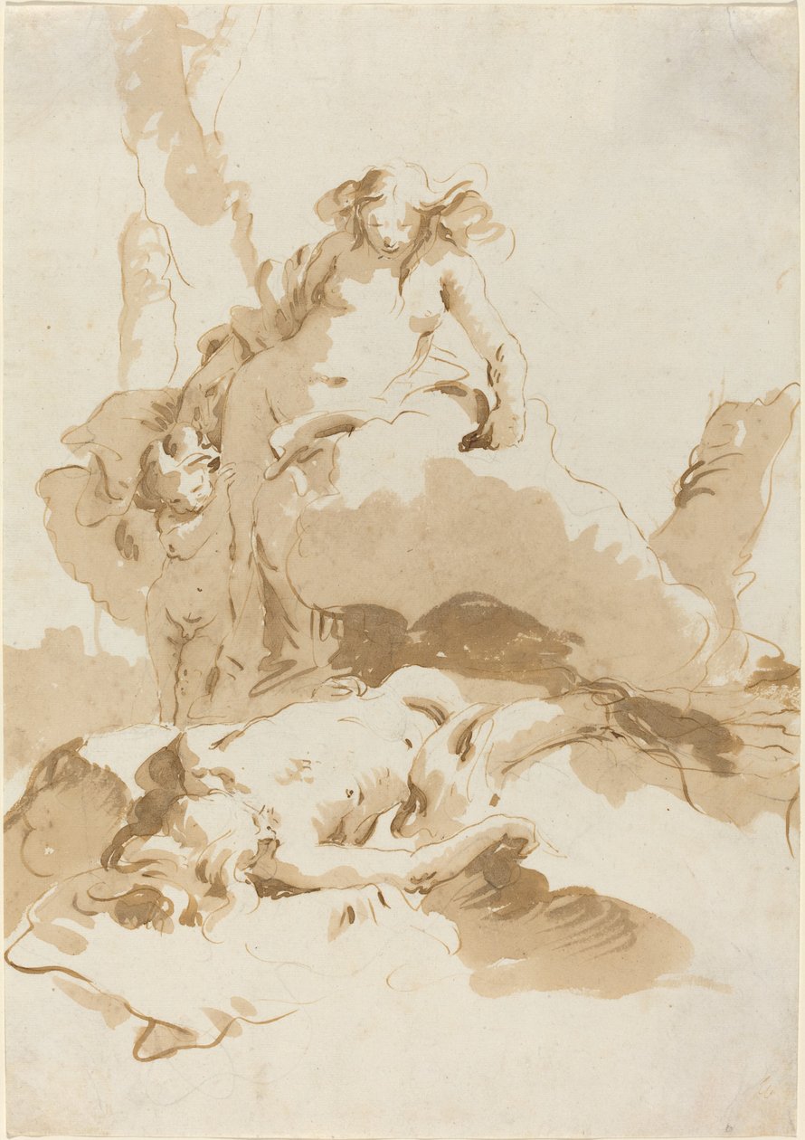 Venuše a Amor objevují tělo Adonise od Giovanni Battista Tiepolo