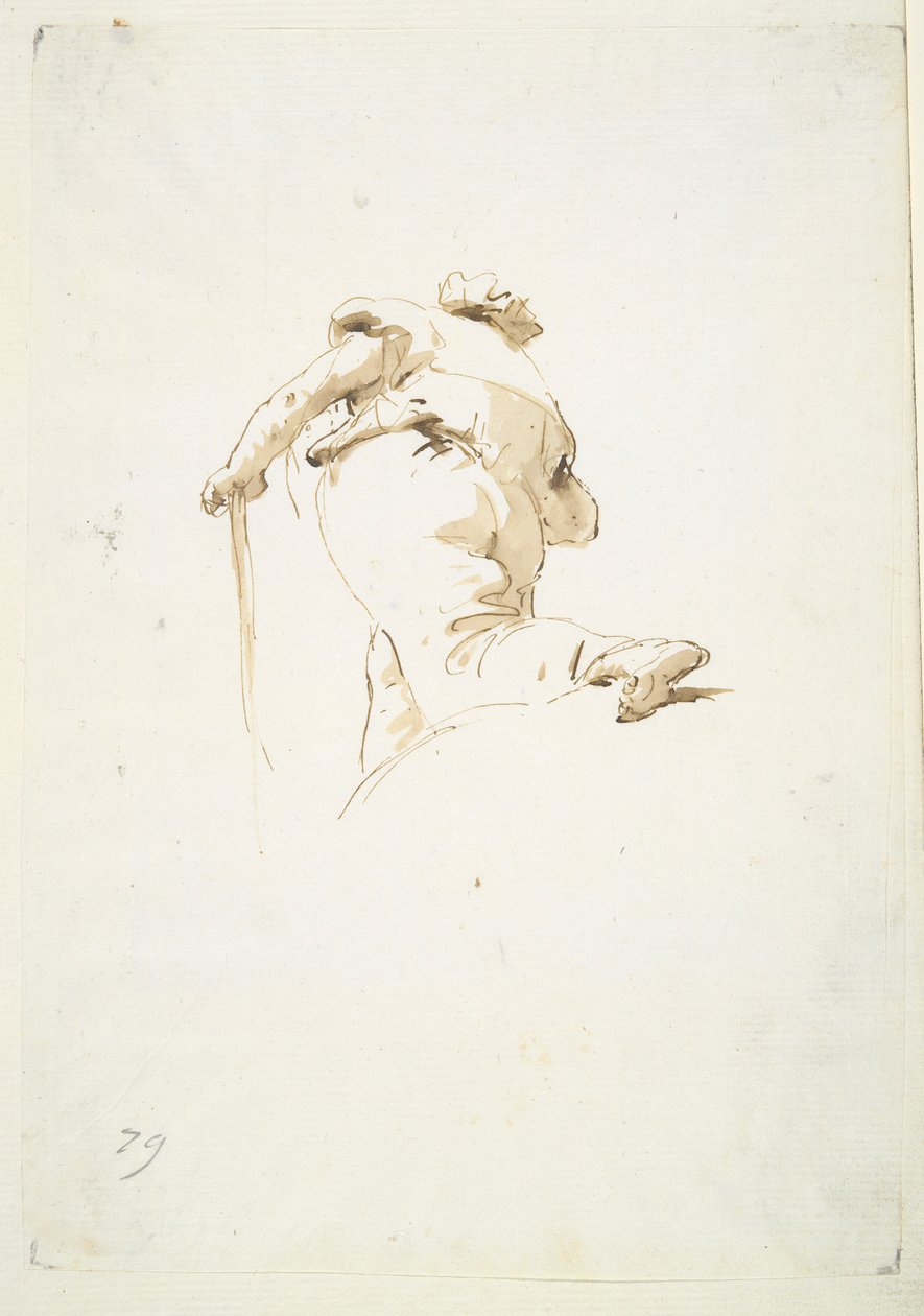 Kráčející mužská postava při pohledu šikmo zdola od Giovanni Battista Tiepolo