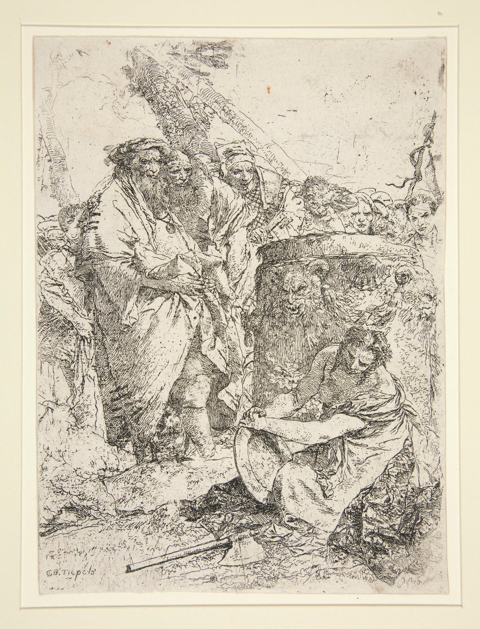 Žena klečící a držící misku, ze série Scherzi od Giovanni Battista Tiepolo