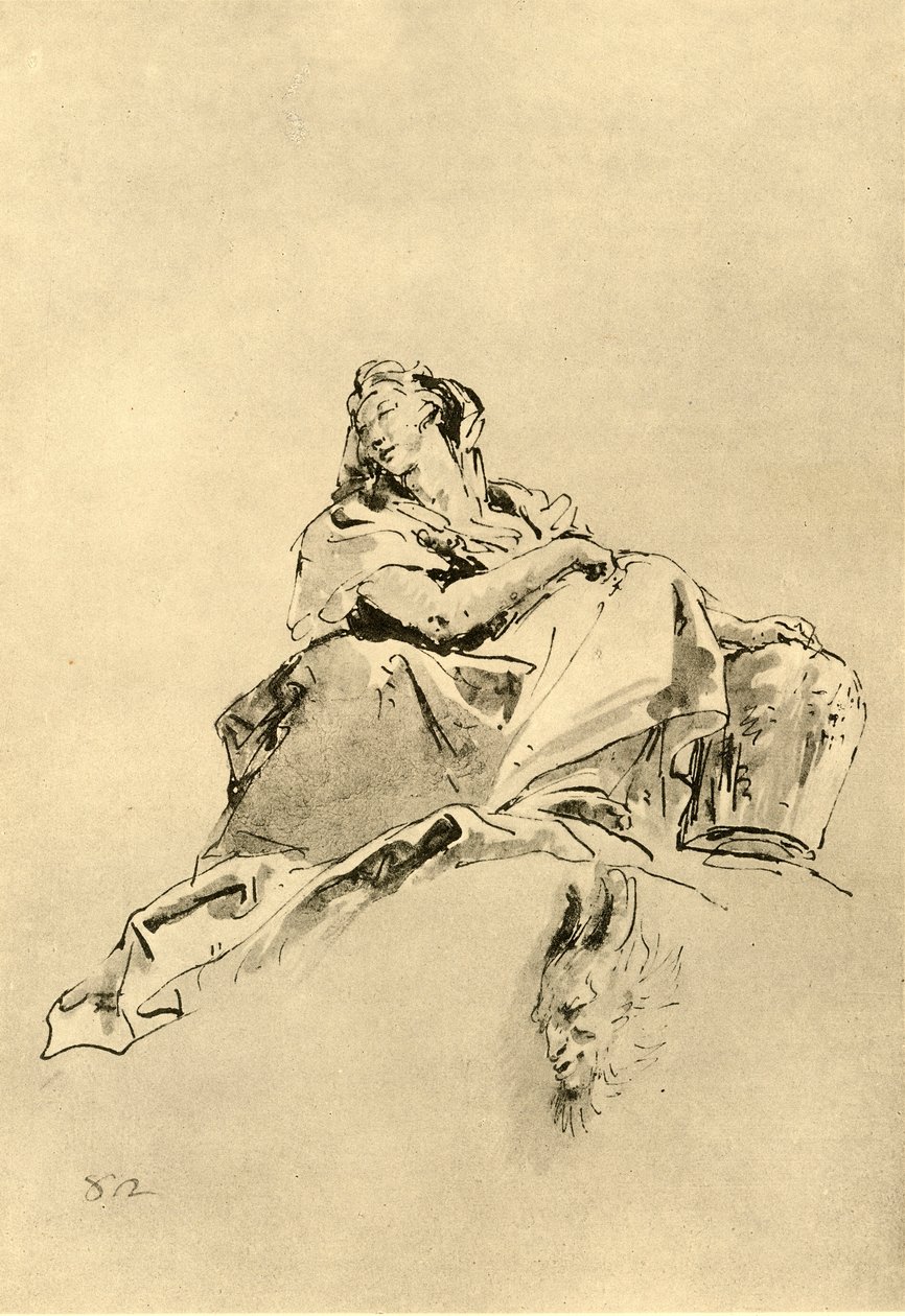 Mladá žena sedí, drží džbán po boku, polovina 18. století, 1928 od Giovanni Battista Tiepolo