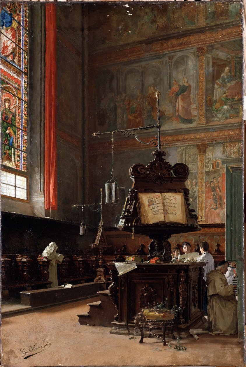 Na kůru kostela (olej na plátně od Giovanni Battista Torriglia