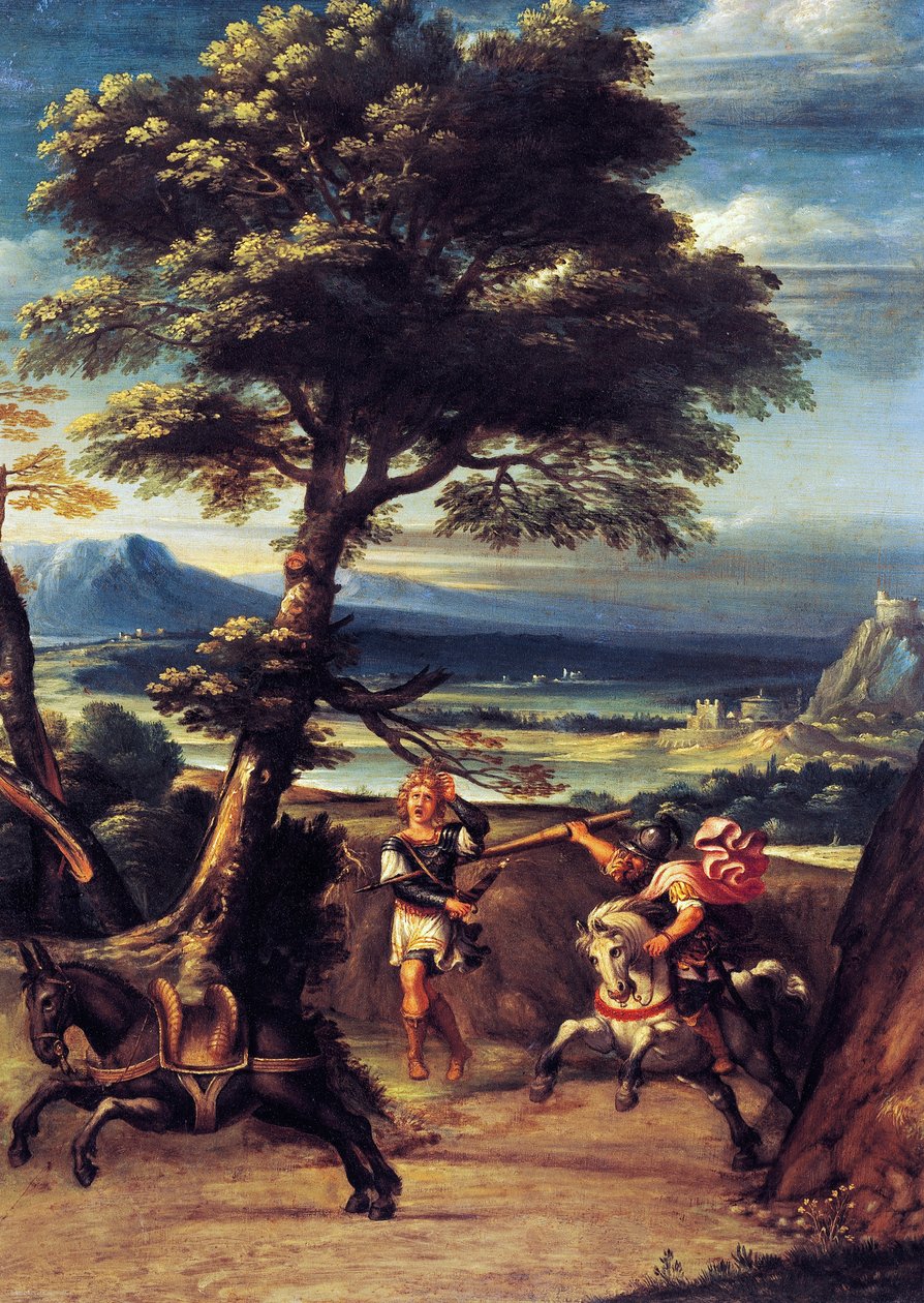 Krajina s Absalomem zraněným Joabovým kopím Giovanni Battista Viola (1576-1622), olej na mědi, 45x34 cm od Giovanni Battista Viola