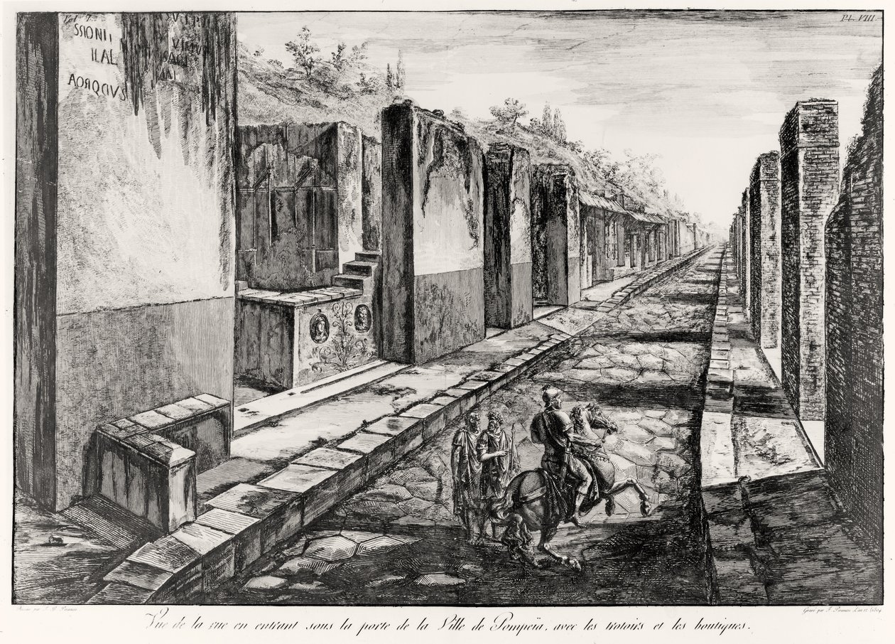 Pohled na ulici Brány města Pompeje z Antiquites de Pompeia od G.B. Piranesi, vyryl Francesco Piranesi (1758-1810) 1804 od Giovanni Battista Piranesi