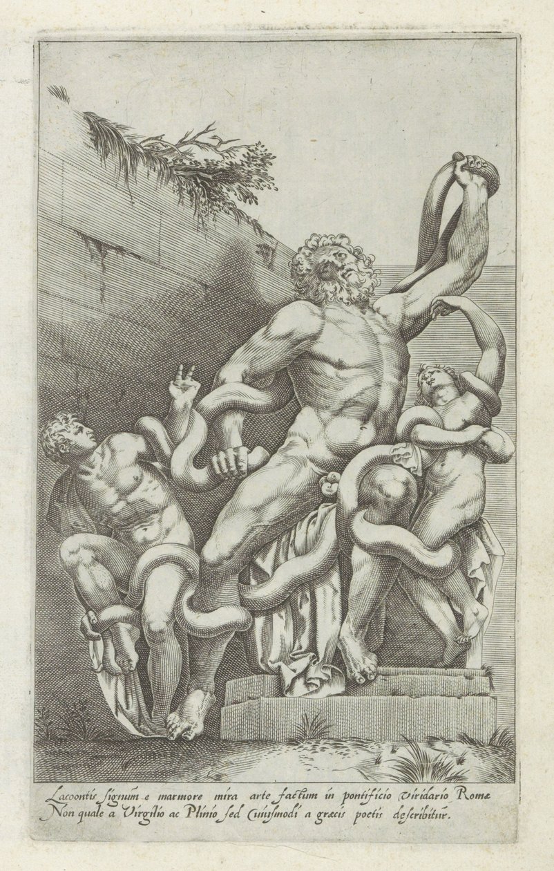 Laocoöngroep Lacounův znak z mramoru s nádherným uměním (...) (název na předmětu) Starožitné sochy v Římě (název série) Ikony starověkých soch města Říma, které jsou vidět na veřejných místech (název série) od Giovanni Battista de
