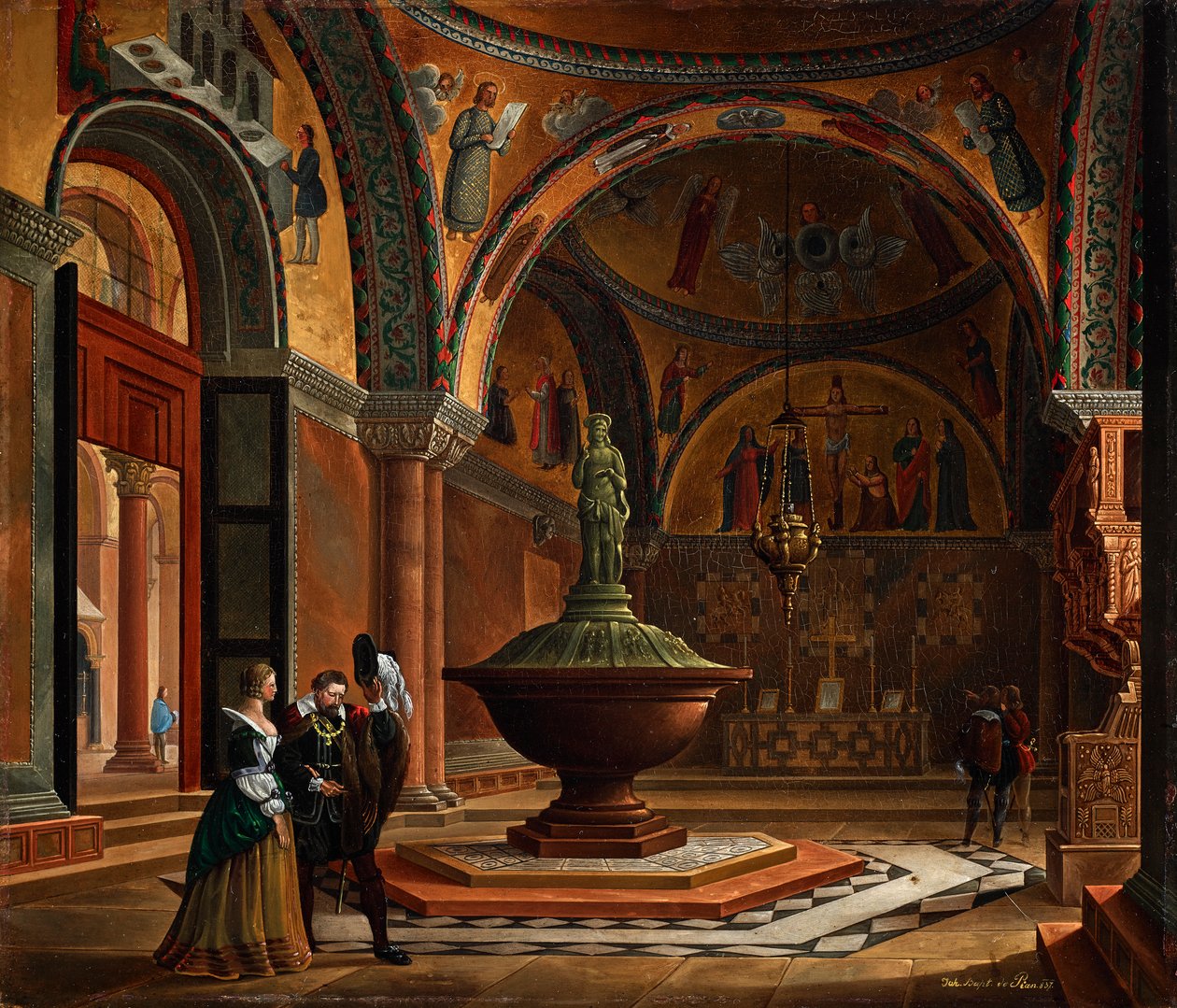 Interiér baptisteria San Marco v Benátkách od Giovanni Battista de Pian