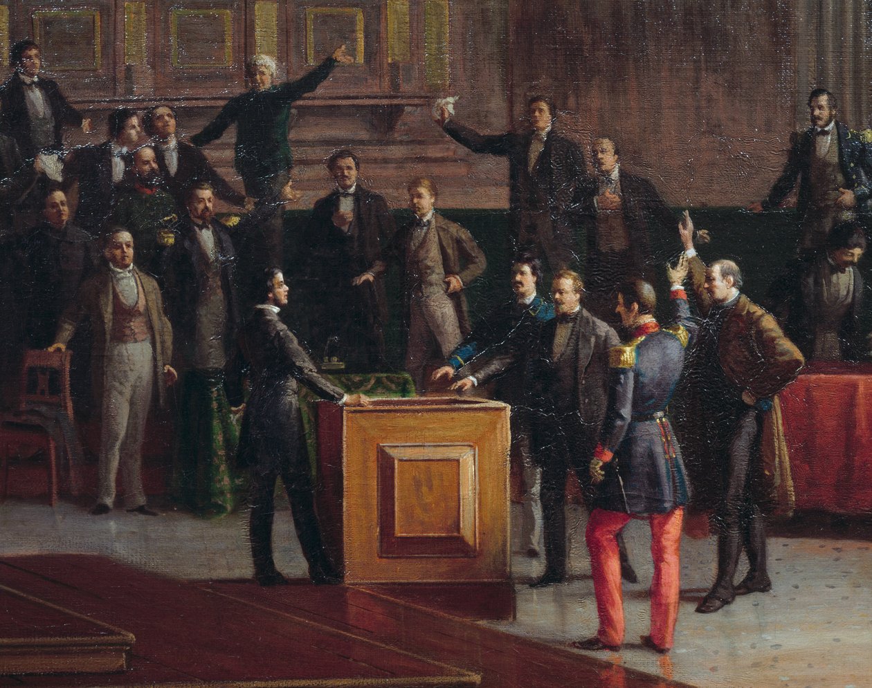 Dočasná vláda Benátek volí odpor k hořkému konci (1849), obraz Giovanni Battista Della Libera od Giovanni Battista della Libera