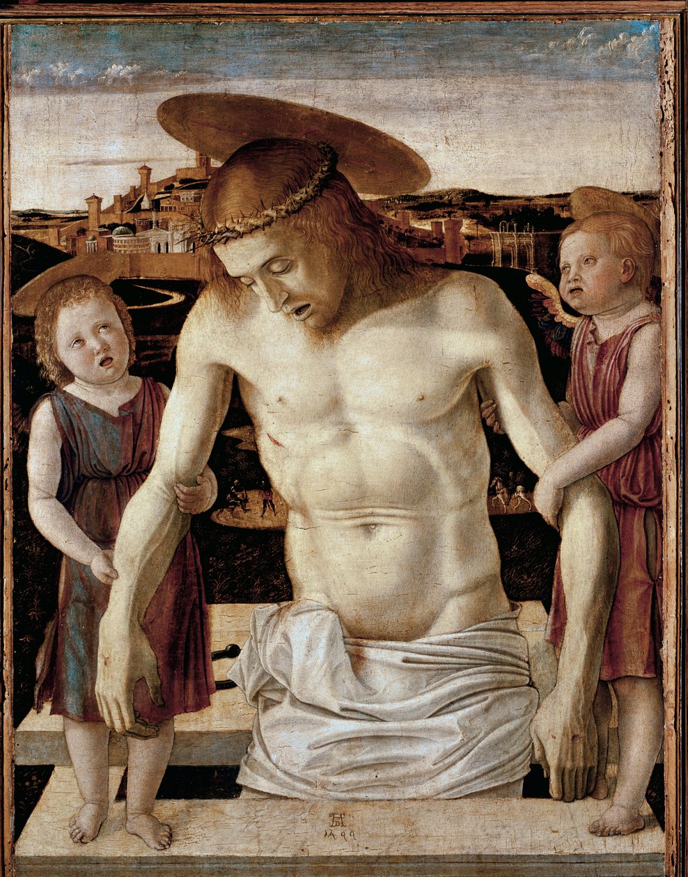 Mrtvý Kristus se dvěma anděly (tempera na panelu od Giovanni Bellini