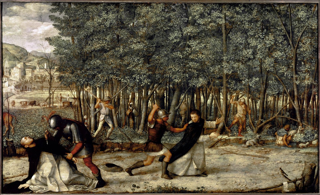 Smrt svatého Petra mučedníka (tempera na panelu, cca 1509) od Giovanni Bellini