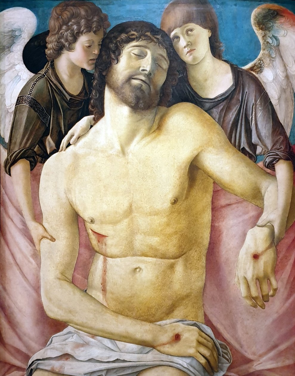 Německy: Der tote Christus, von zwei Engeln gestützt Mrtvý Kristus, podporovaný dvěma anděly od Giovanni Bellini