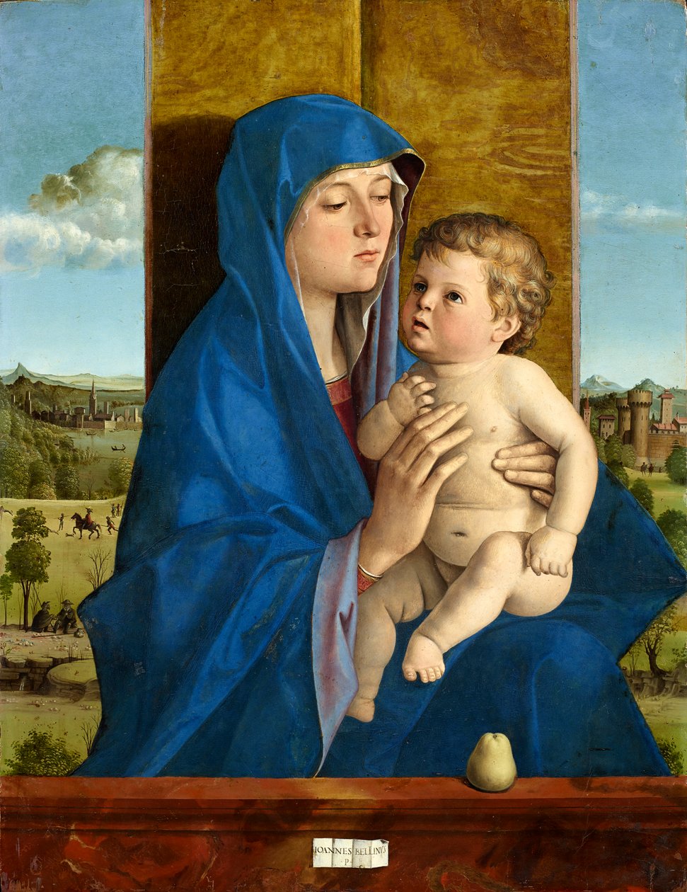 Italsky: Madonna col Bambino (Madonna di Alzano) Madona s hruškou od Giovanni Bellini