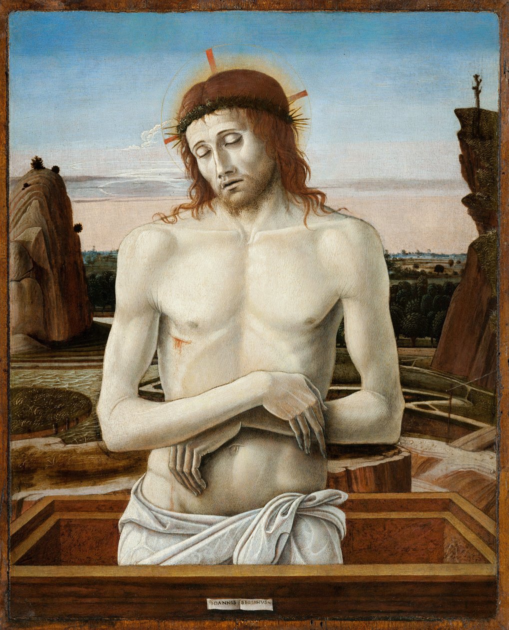 Bolestný Kristus neboli Kristus reprezentovaný jako Muž bolesti - Muž bolesti - Bellini, Giovanni (1430-1516) - 1460-1469 - Olej na dřevě - 50x40 - Museo Poldi Pezzoli, Milán od Giovanni Bellini