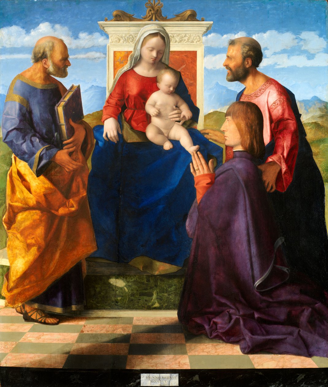 Madonna a dítě na trůn s SS. Petra a Pavla a dárce, 1505 od Giovanni Bellini