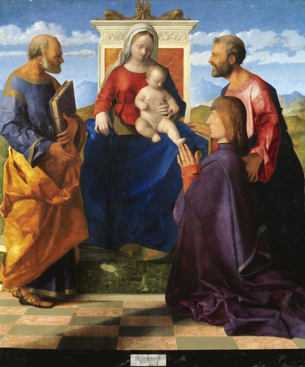Madona s dítětem na trůně se světci a dárcem od Giovanni Bellini