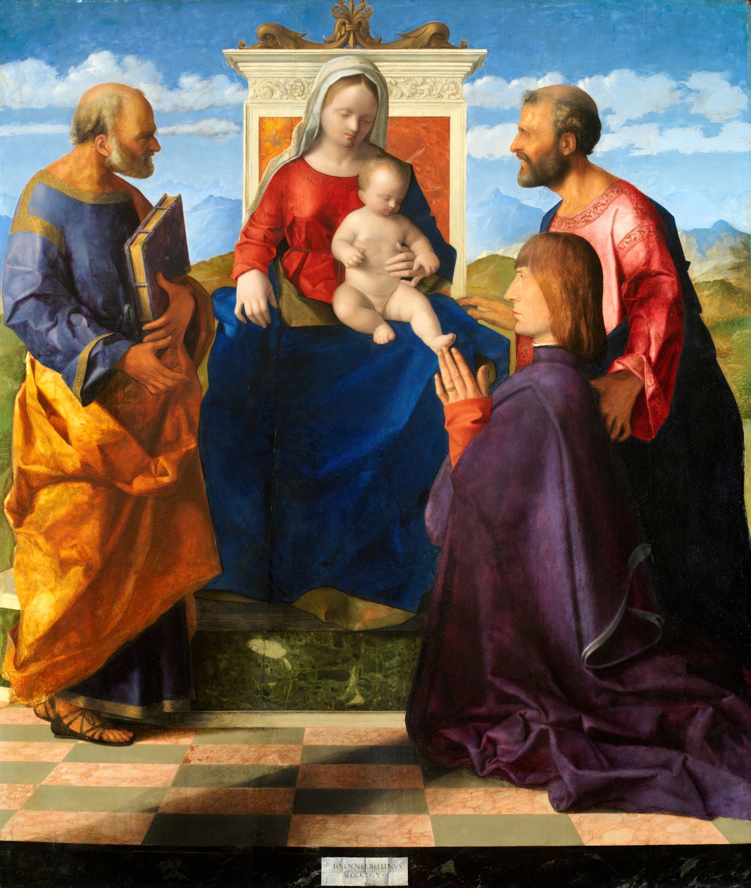 Madonna a dítě na trůnu se svatými a dárcem, 1505. od Giovanni Bellini