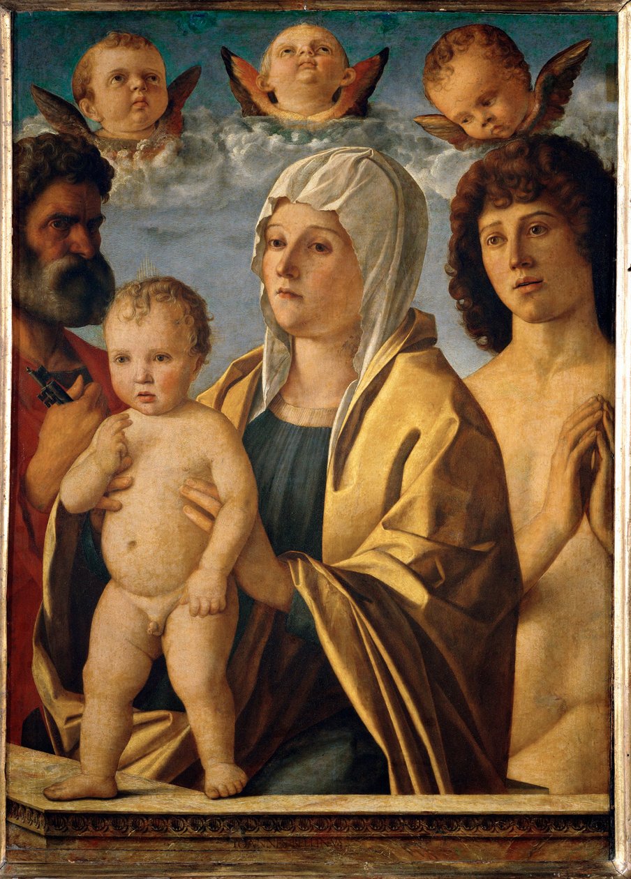 Madona s dítětem mezi svatými Petrem a Šebestiánem ... od Giovanni Bellini