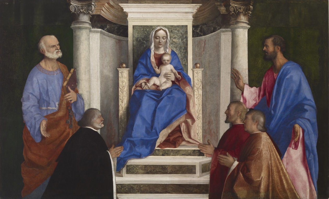 Madona s dítětem se svatými Petrem a Markem a třemi benátskými prokurátory, 1510 od Giovanni Bellini