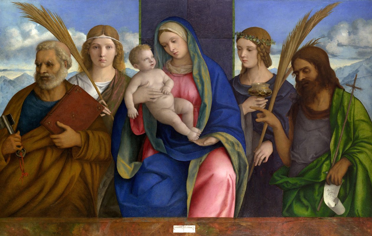 Madona a dítě se svatými. cca 1500 (tempera a olej na dřevě) od Giovanni Bellini